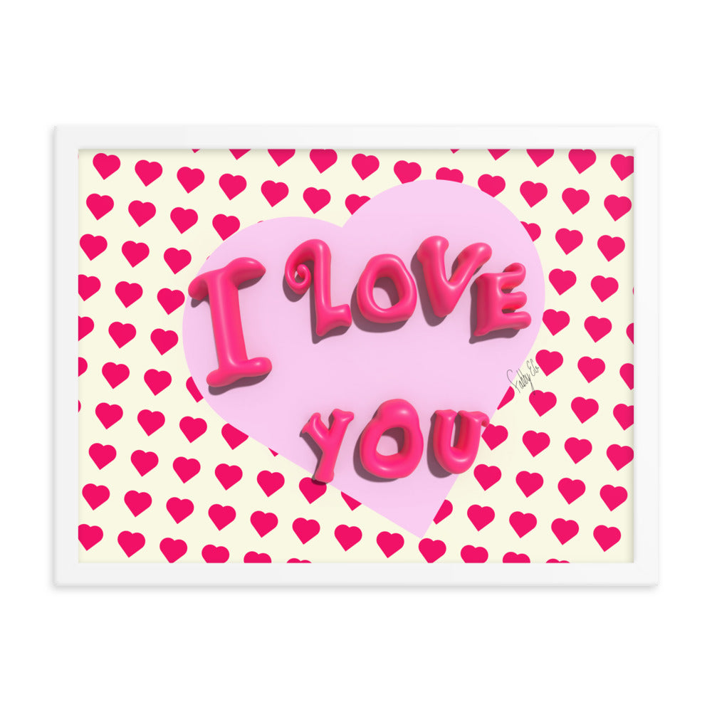 I love you heart framed poster
