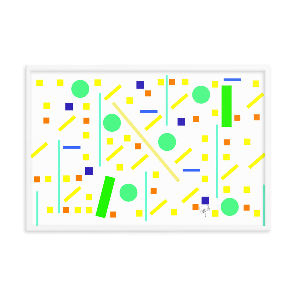 Squares and petite rectangles (white) framed poster