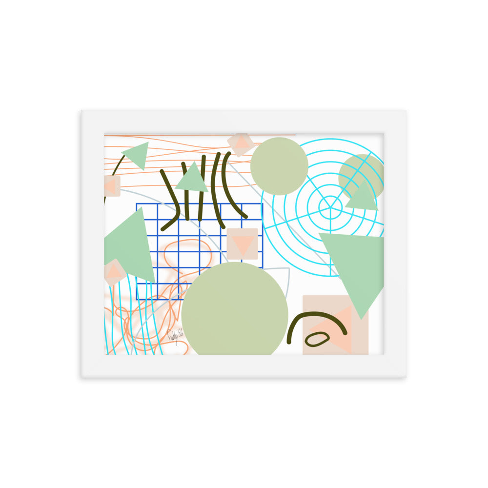 Triangular green circles framed poster