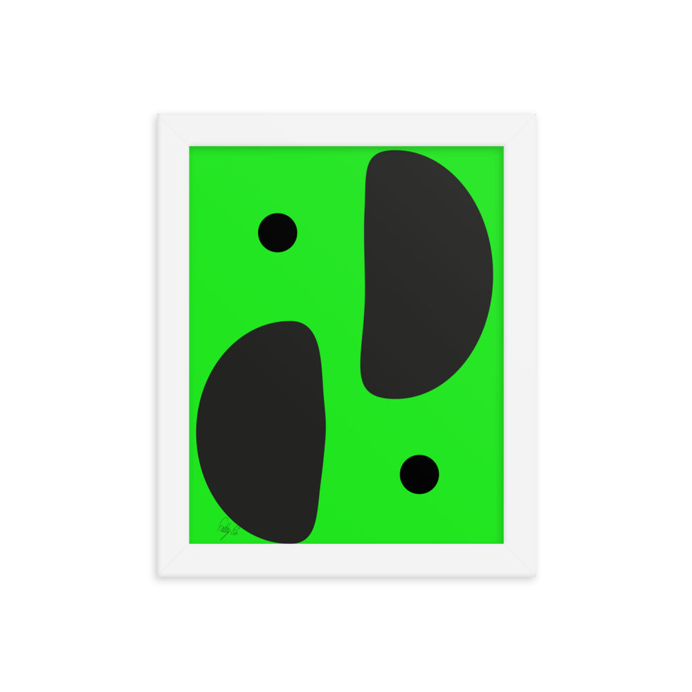 Mirror effect dots green framed poster