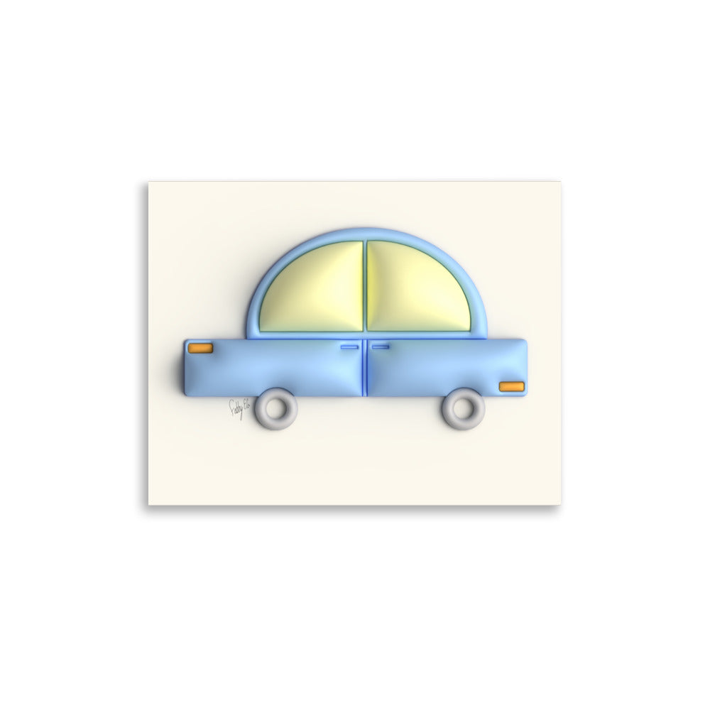 Blue car in yellow Poster