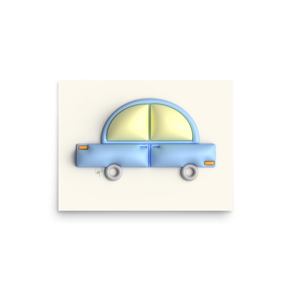 Blue car in yellow Poster