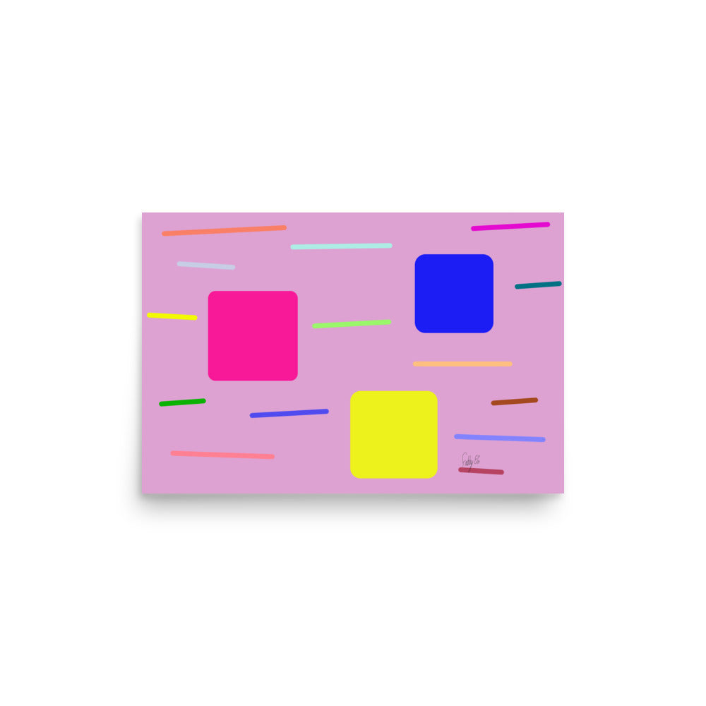 Time zone in a square pink Poster