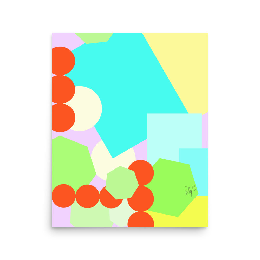 Geometric shapes crowded on light purple Poster