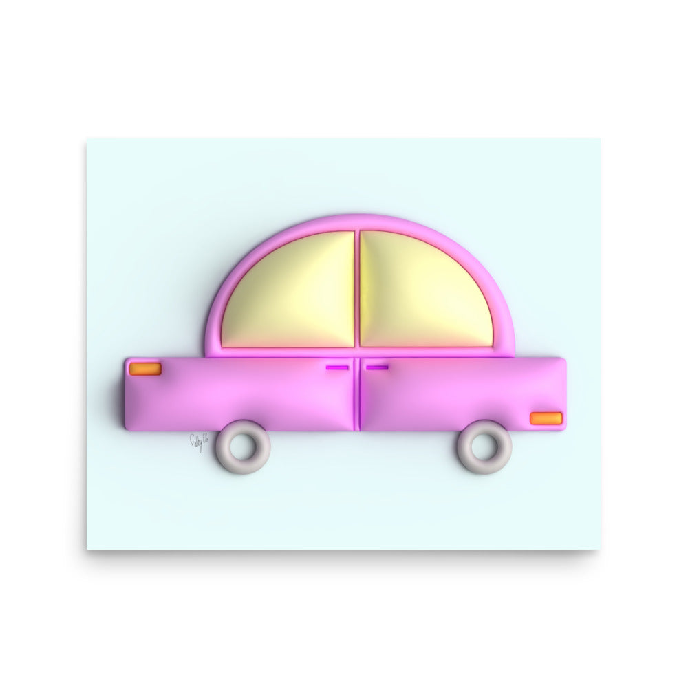 Pink car in blue Poster