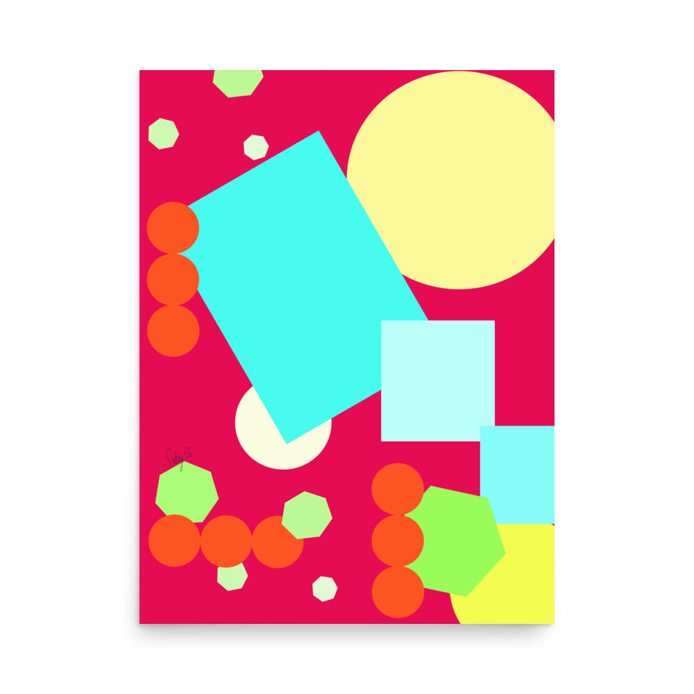 Geometric shapes in pink Poster