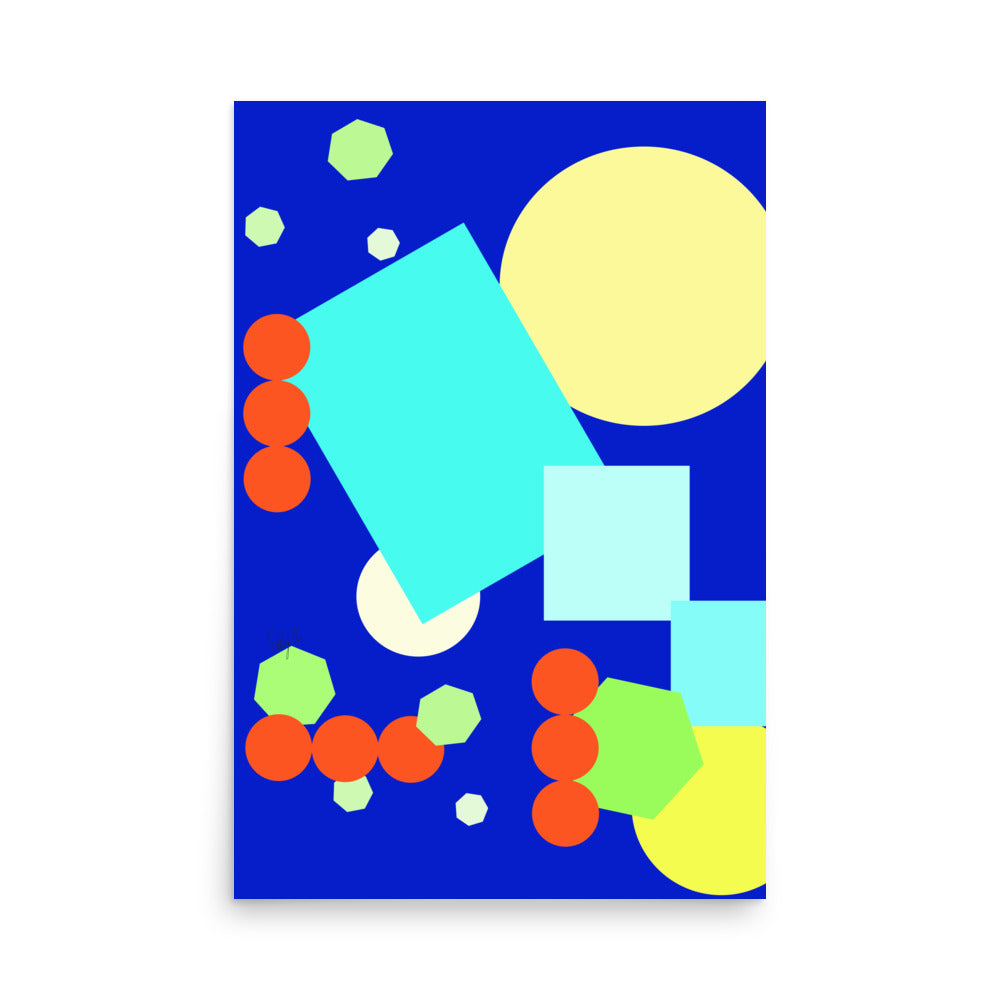 Geometric shapes in blue Poster