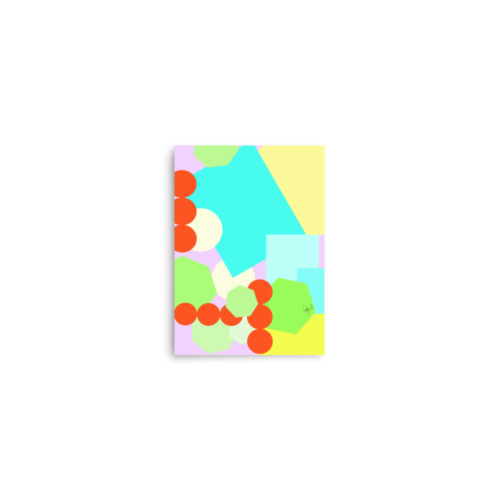 Geometric shapes crowded on light purple Poster