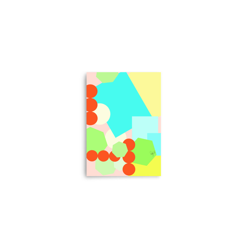 Geometric shapes crowded on peach Poster