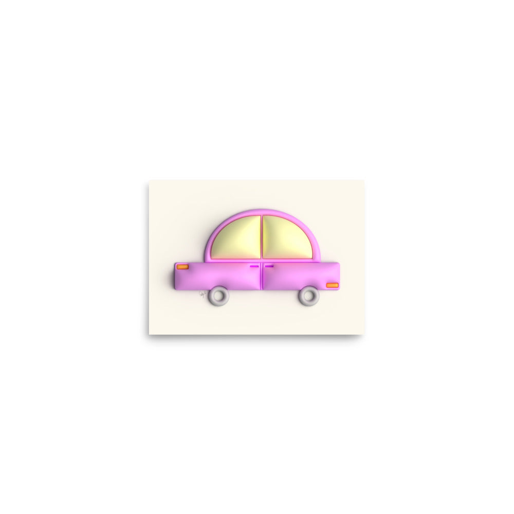 Pink car in yellow Poster