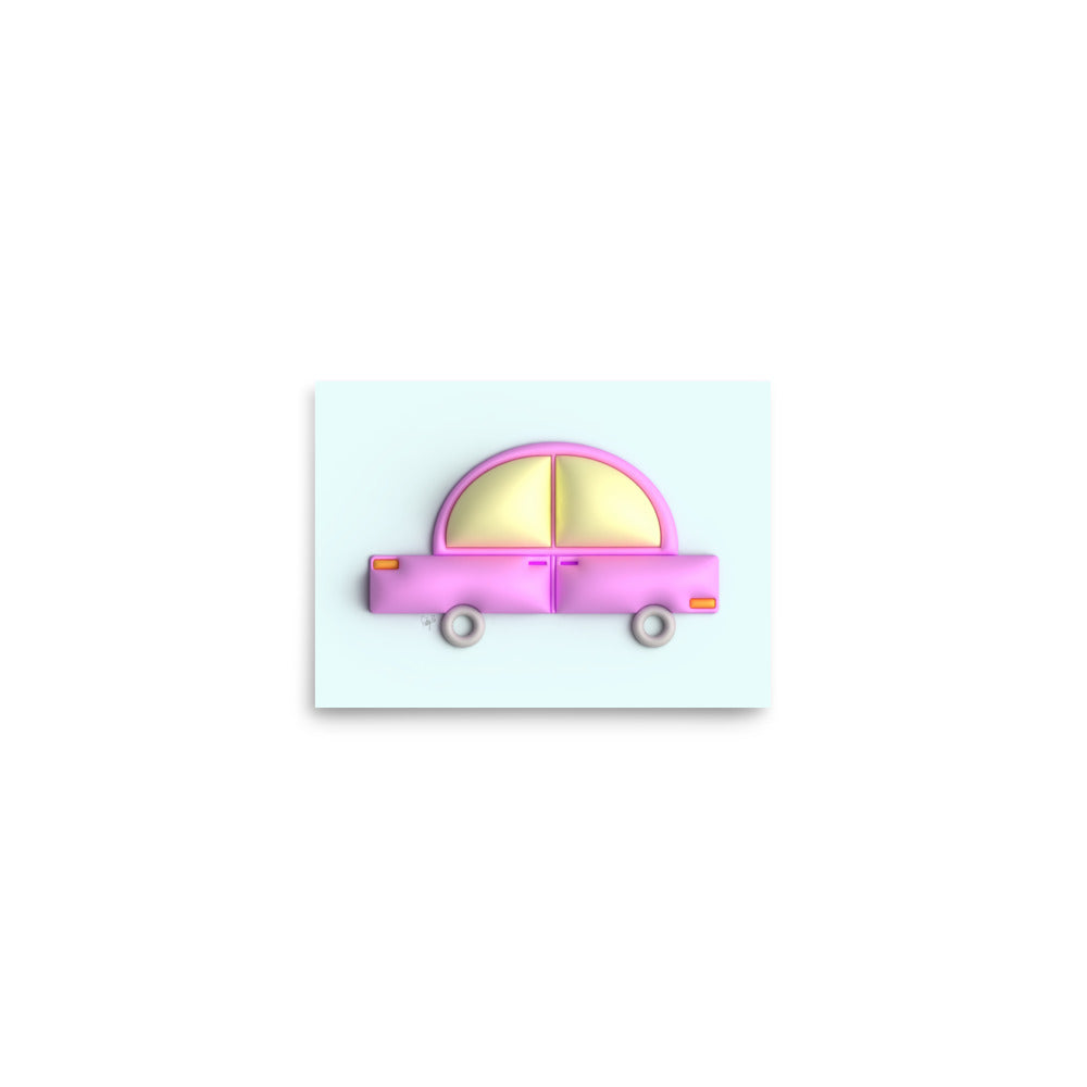 Pink car in blue Poster