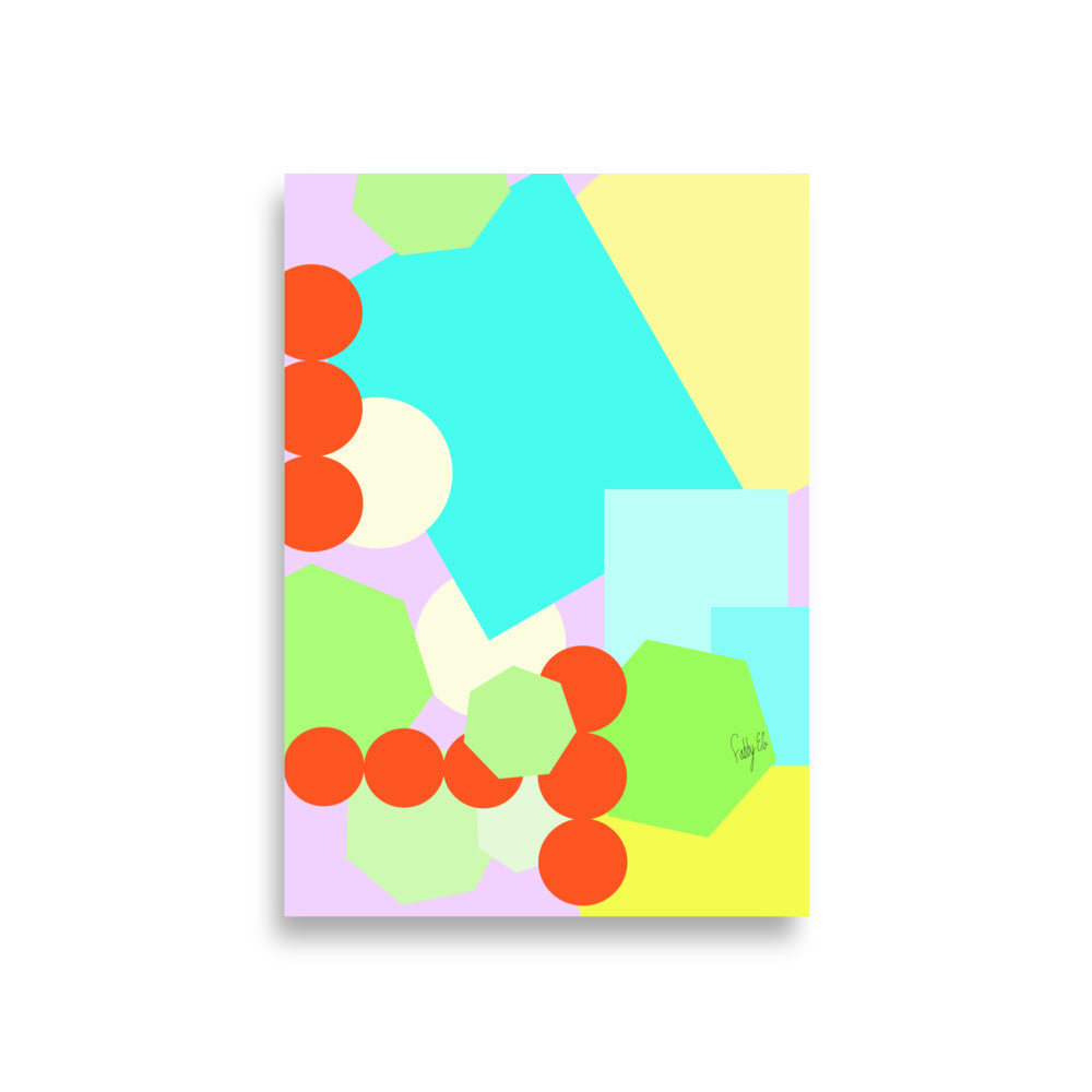 Geometric shapes crowded on light purple Poster