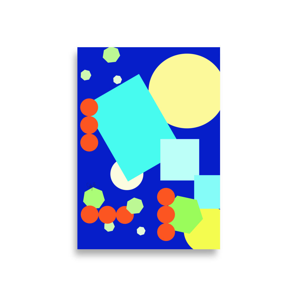Geometric shapes in blue Poster