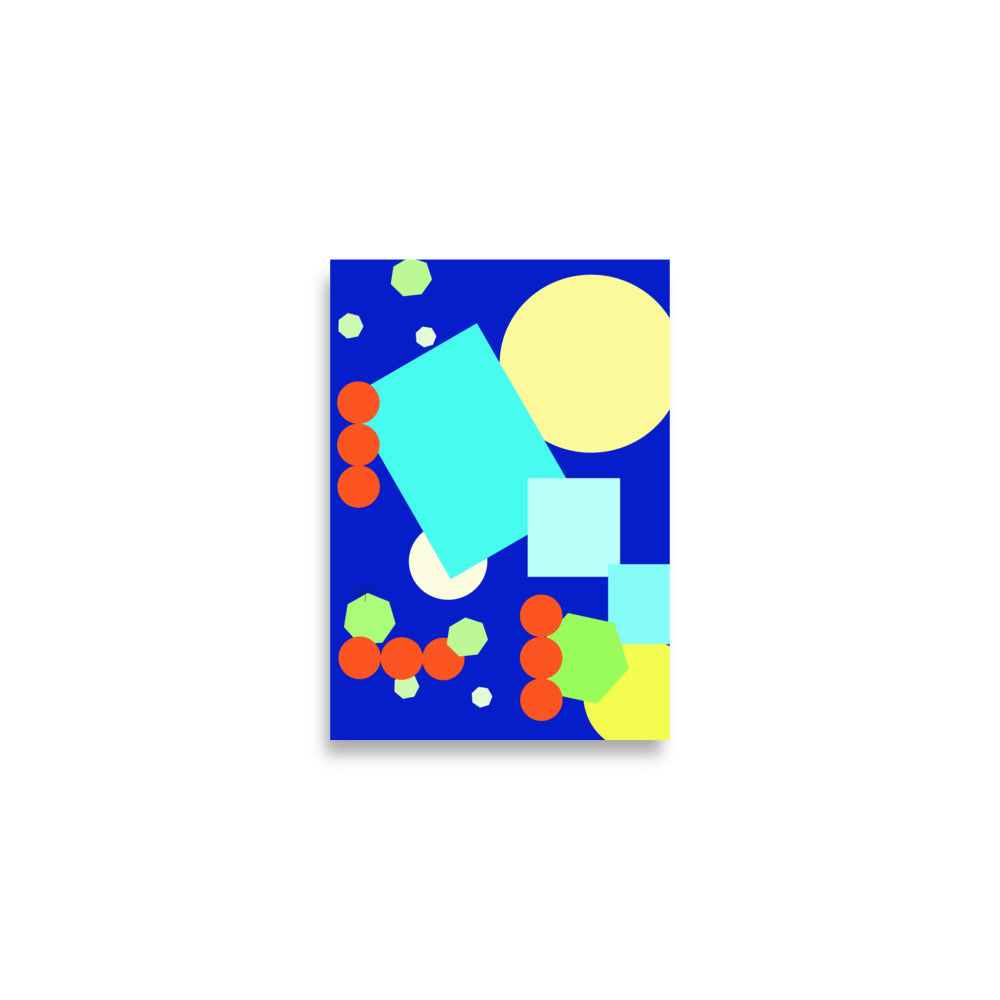 Geometric shapes in blue Poster