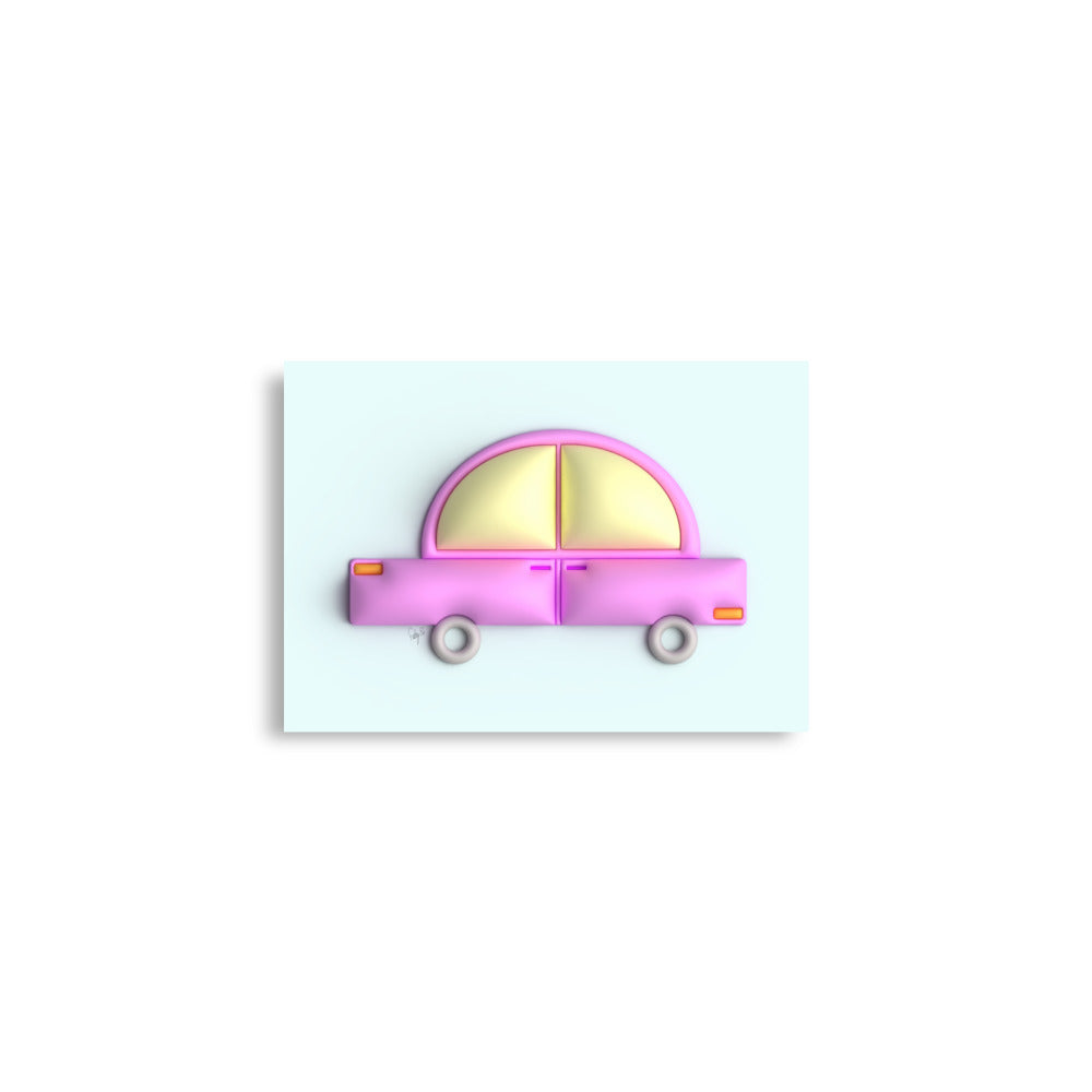 Pink car in blue Poster