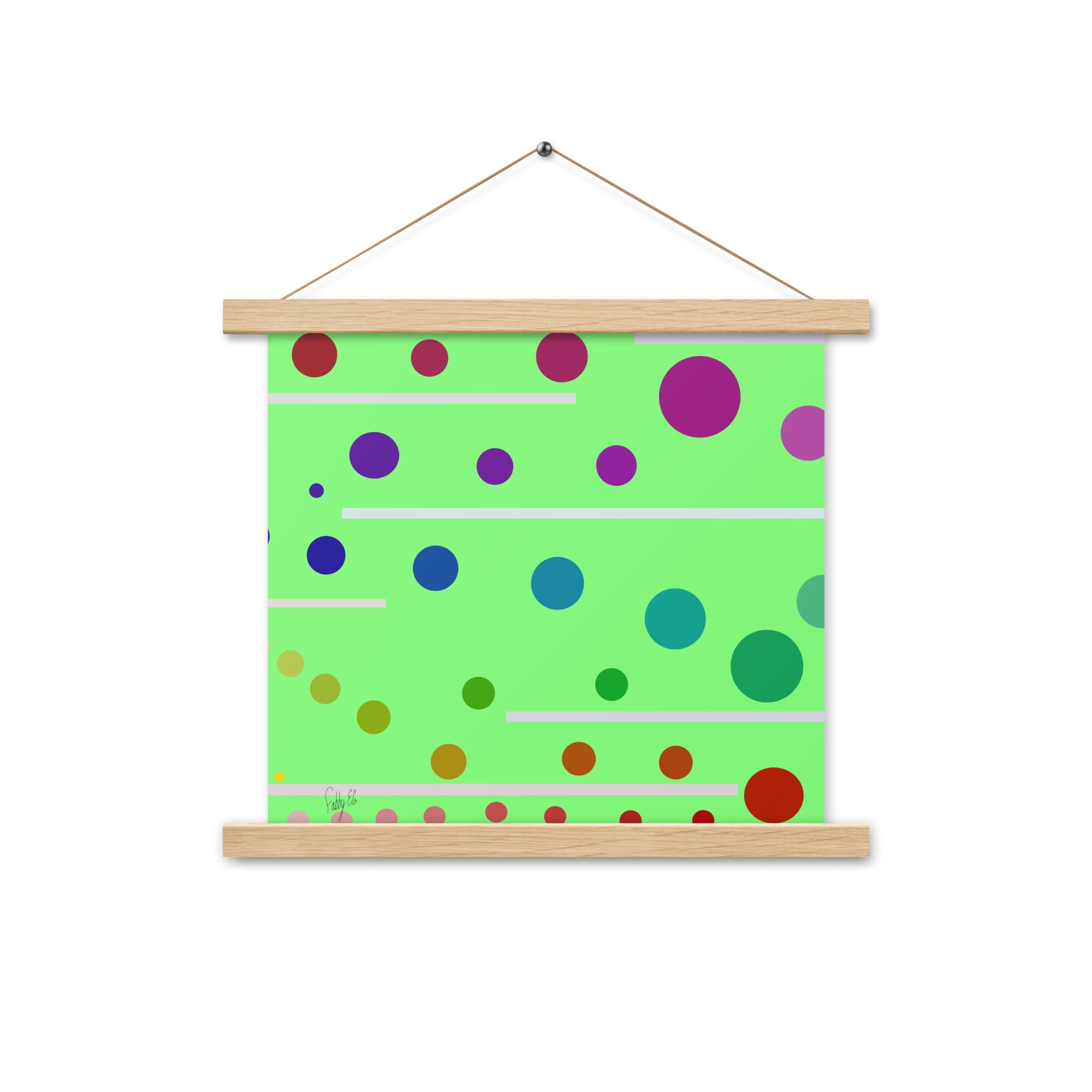 Follow along green Poster with hangers