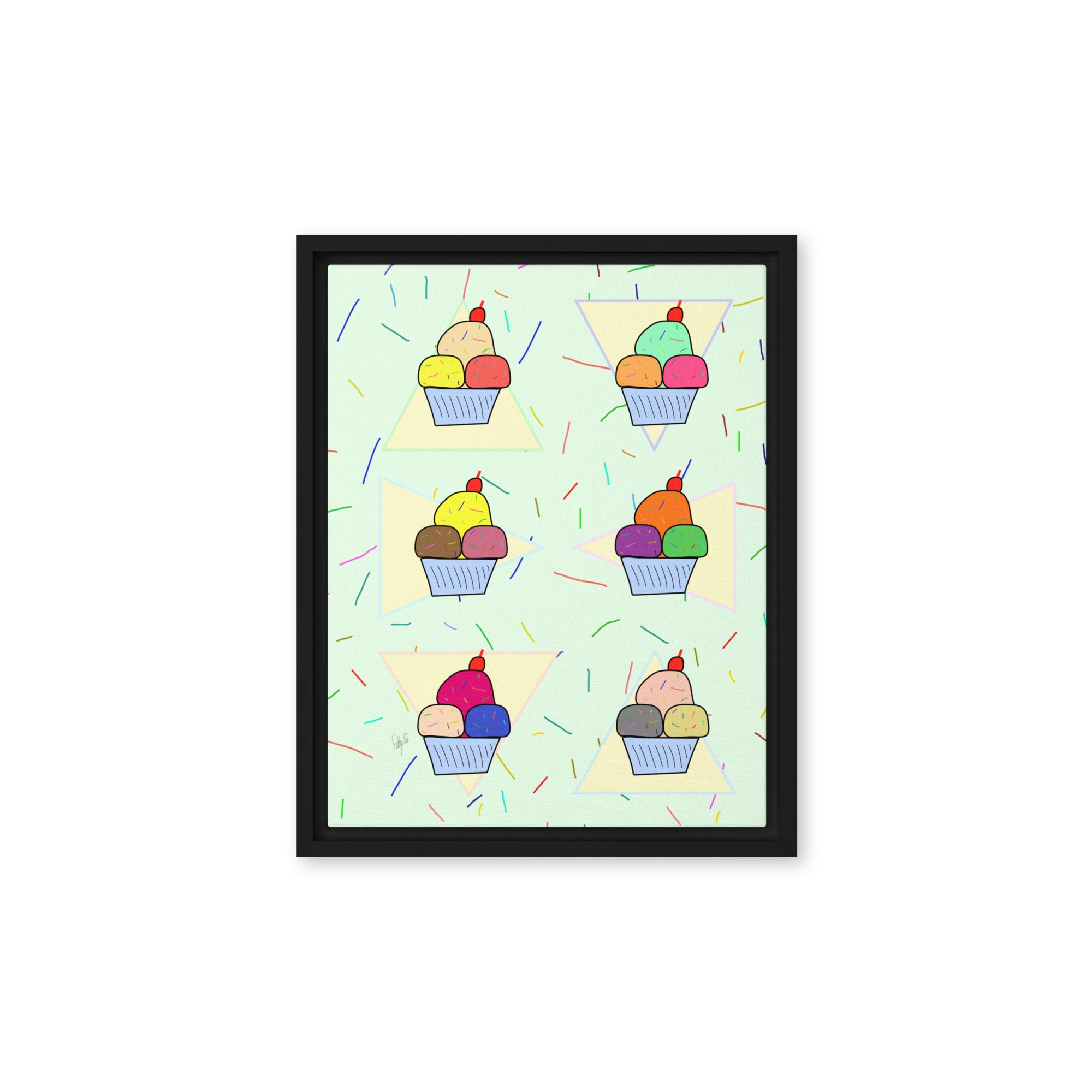 Ice cream time framed canvas