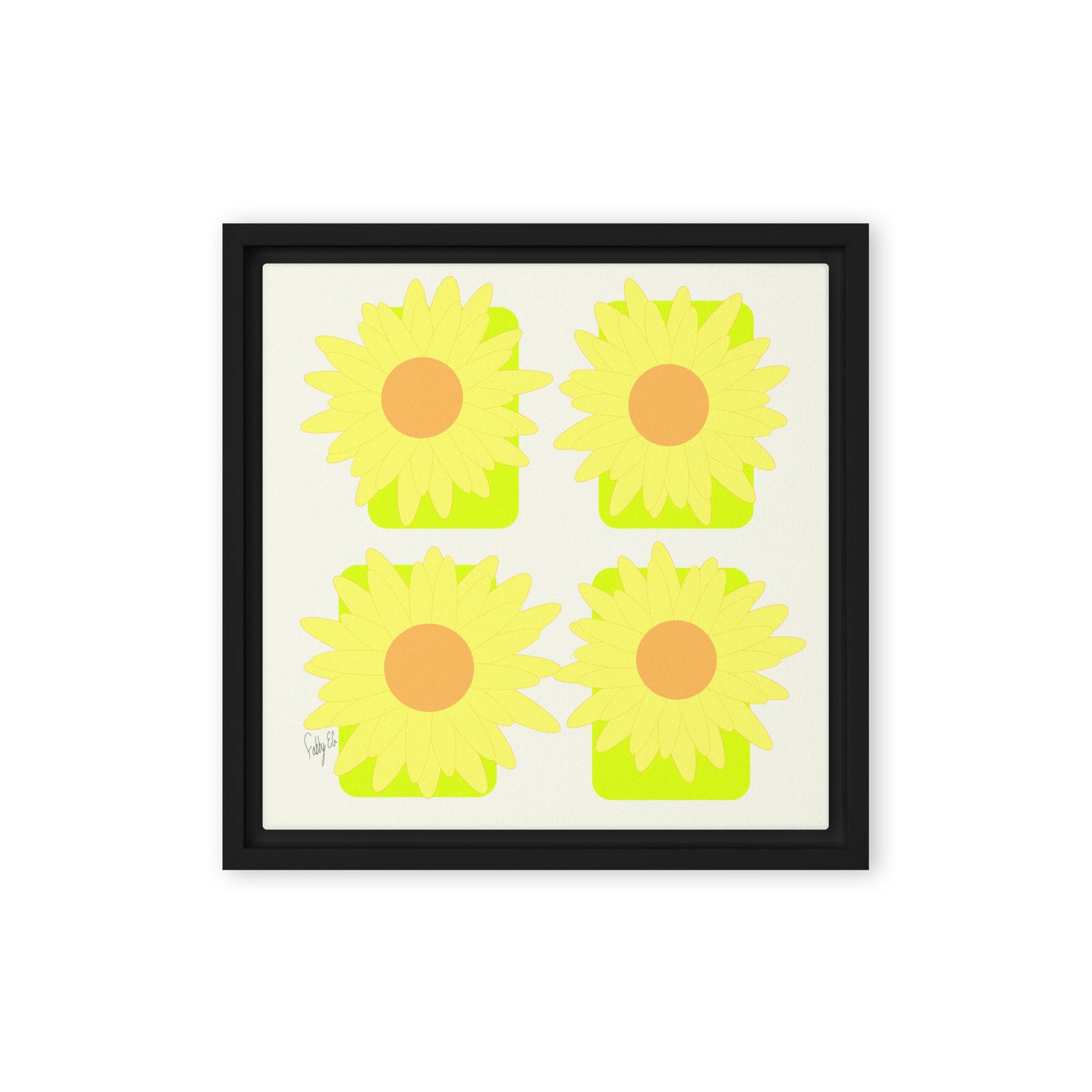 Sunflower squares framed canvas
