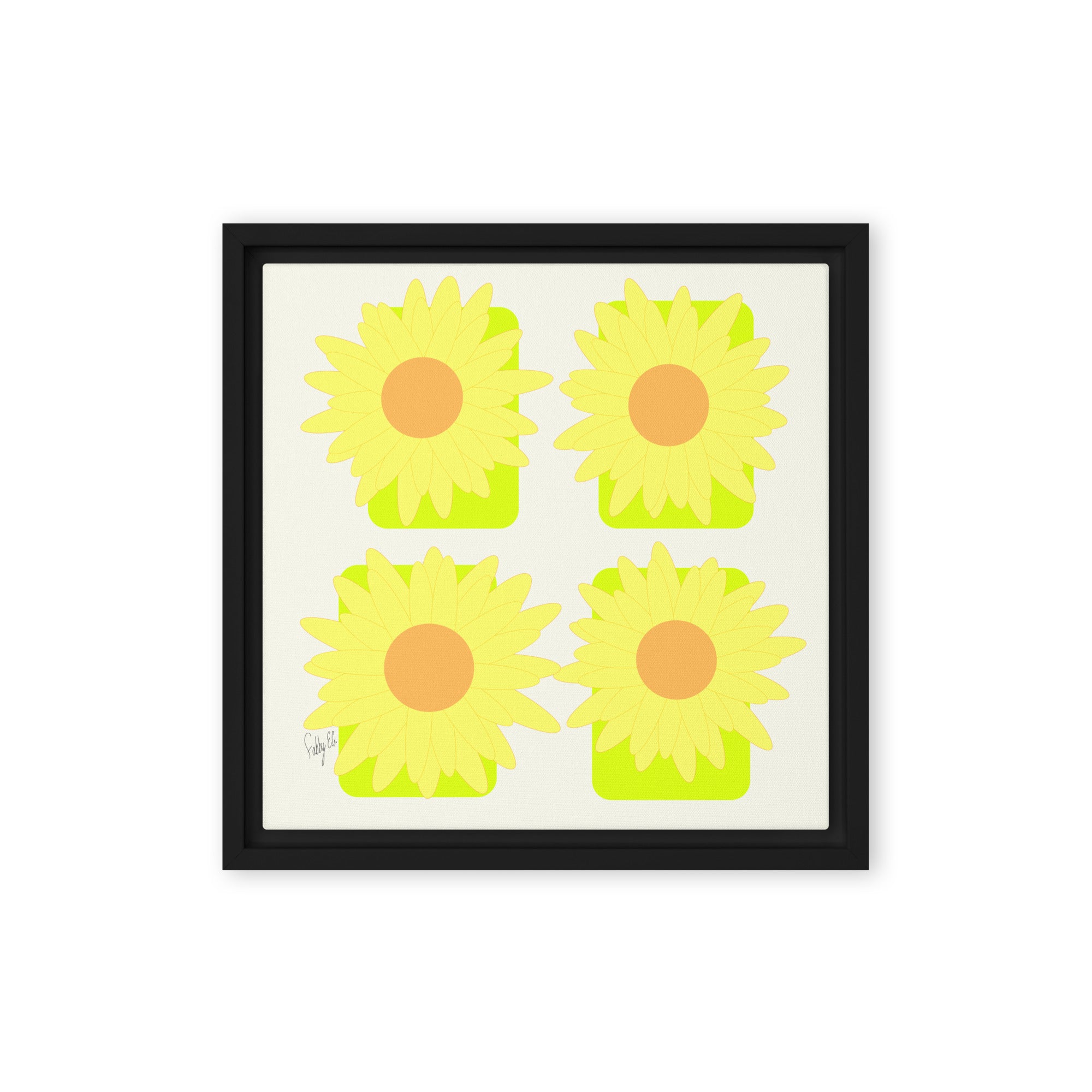 Sunflower squares framed canvas