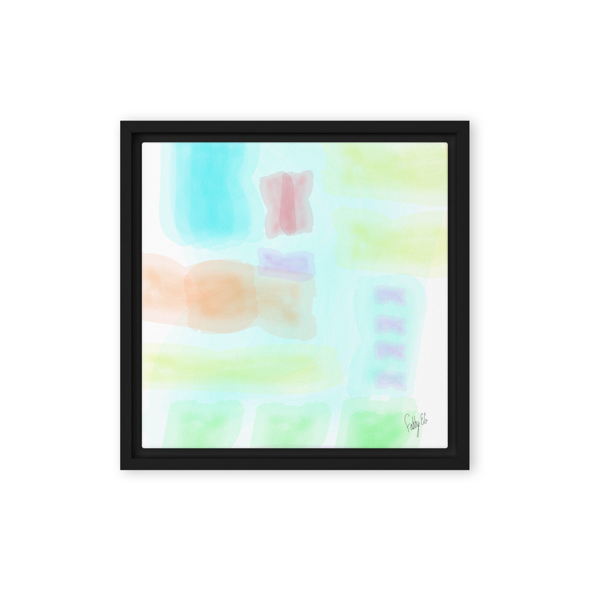 Watercolor abstract framed canvas