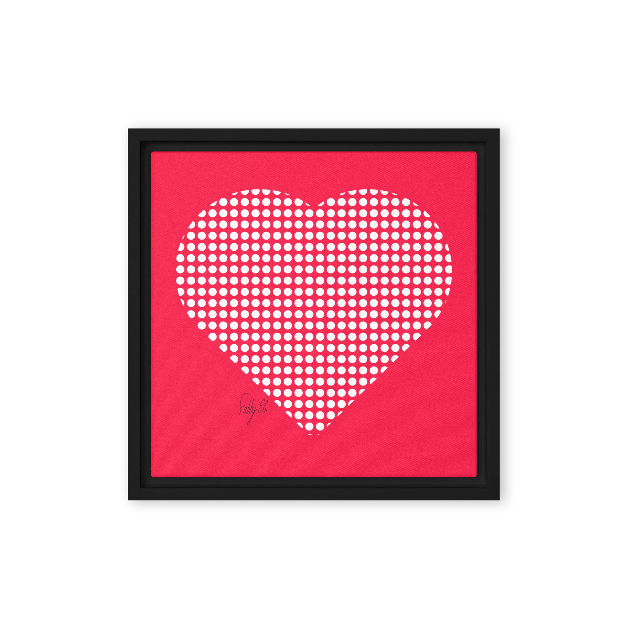 In love (dotted heart) framed canvas