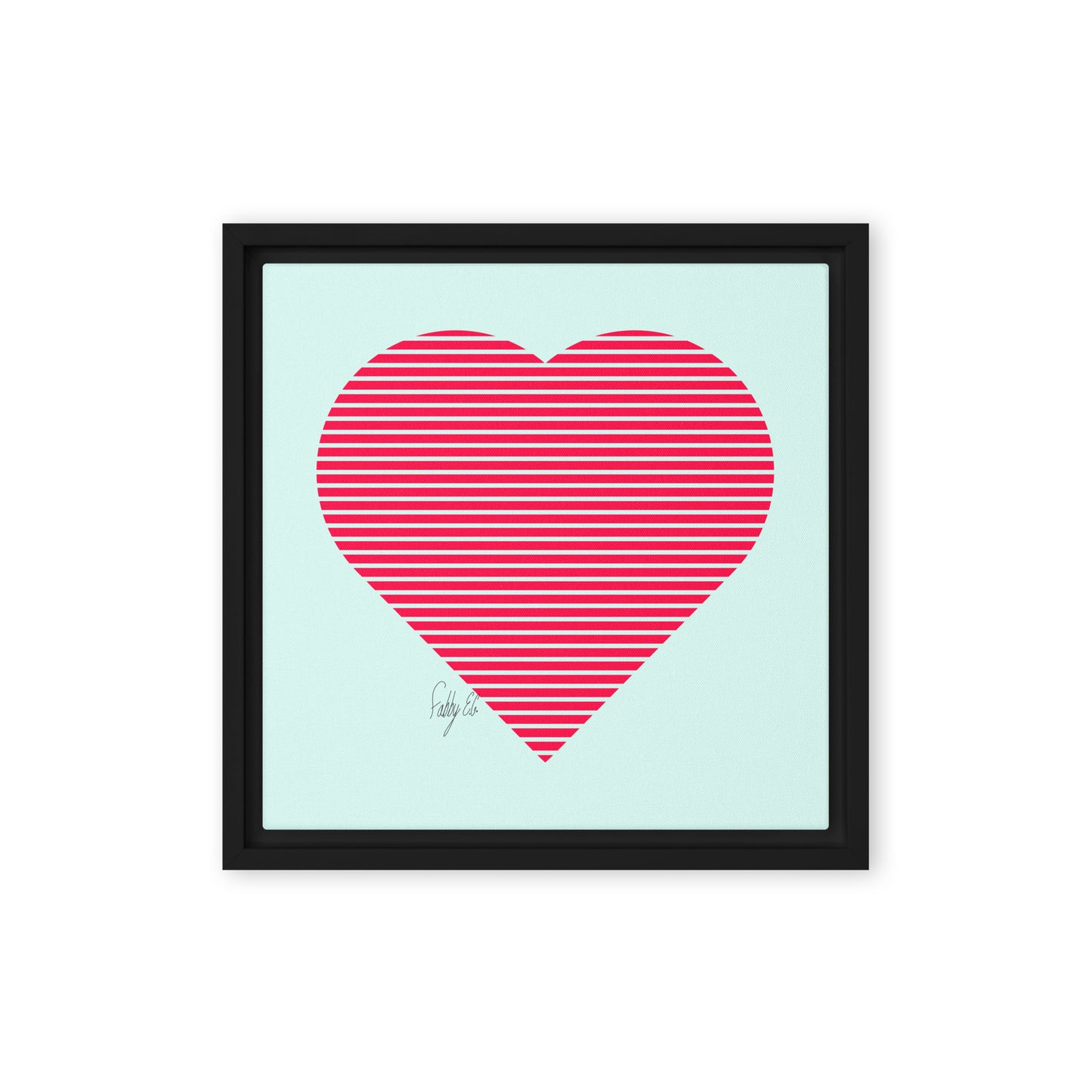 In love (passion heart stripes) framed canvas