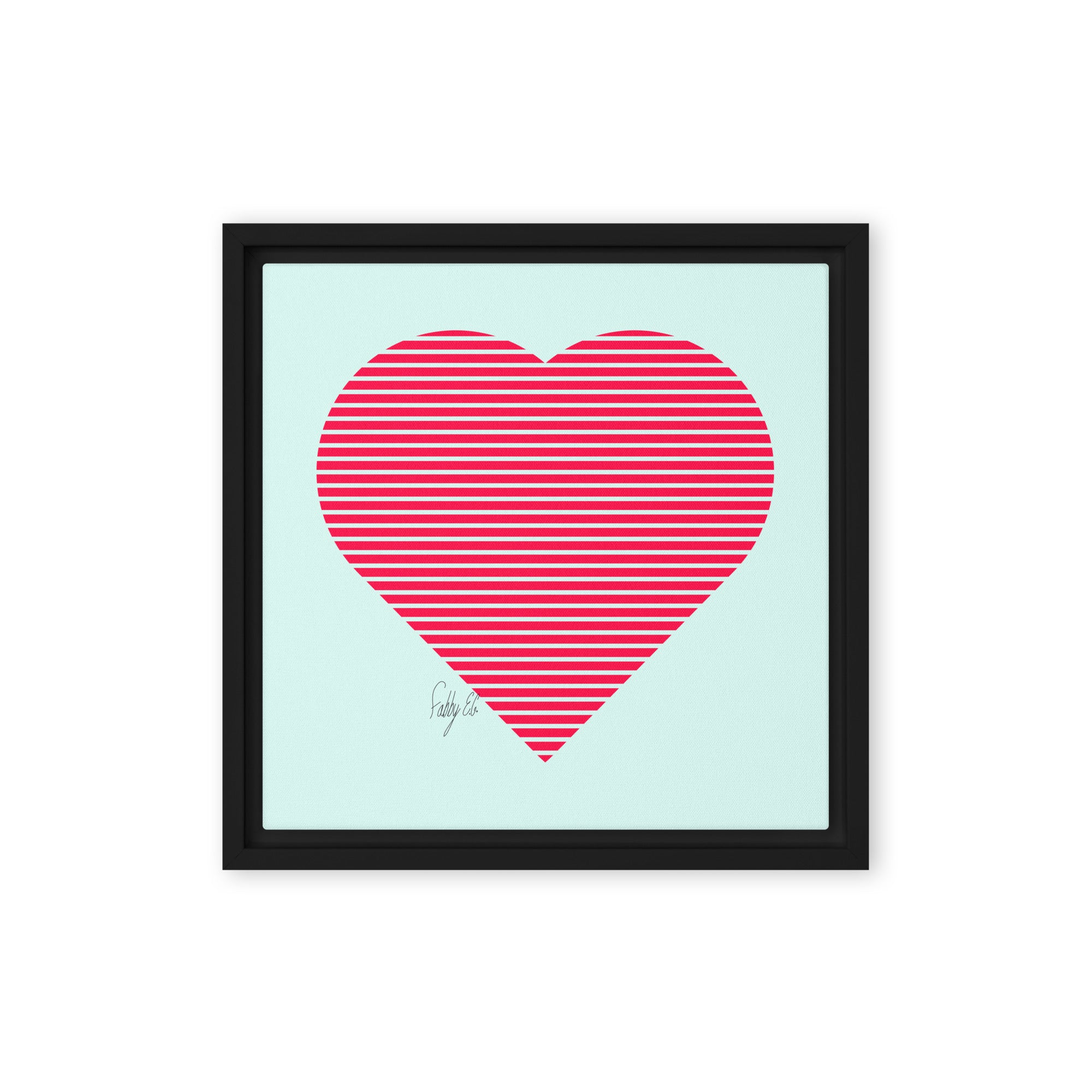 In love (passion heart stripes) framed canvas
