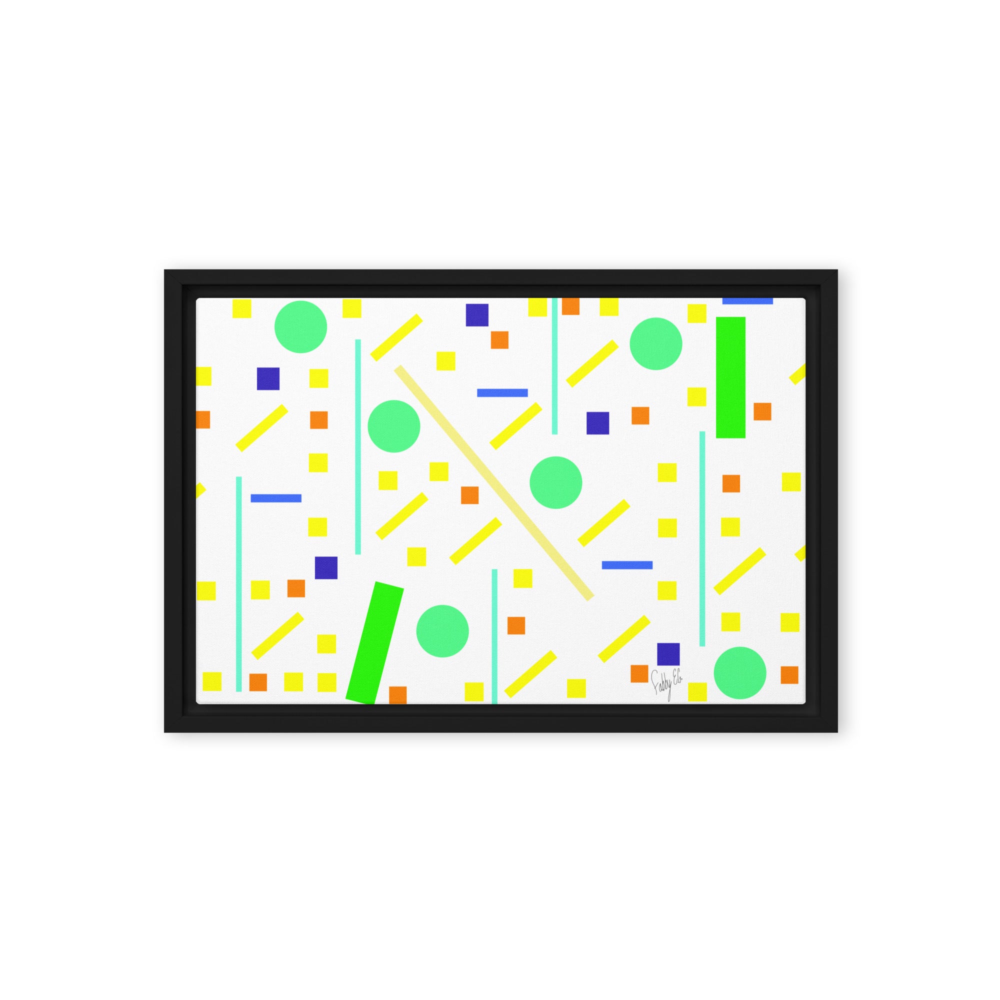 Squares and petite rectangles (white) framed canvas