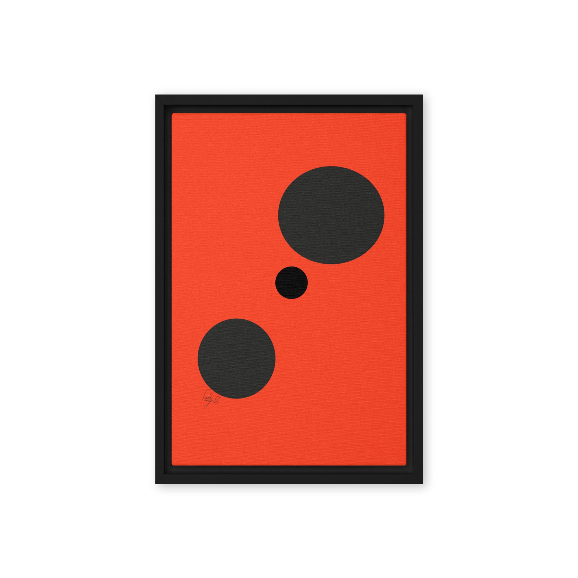 Dots orange framed canvas