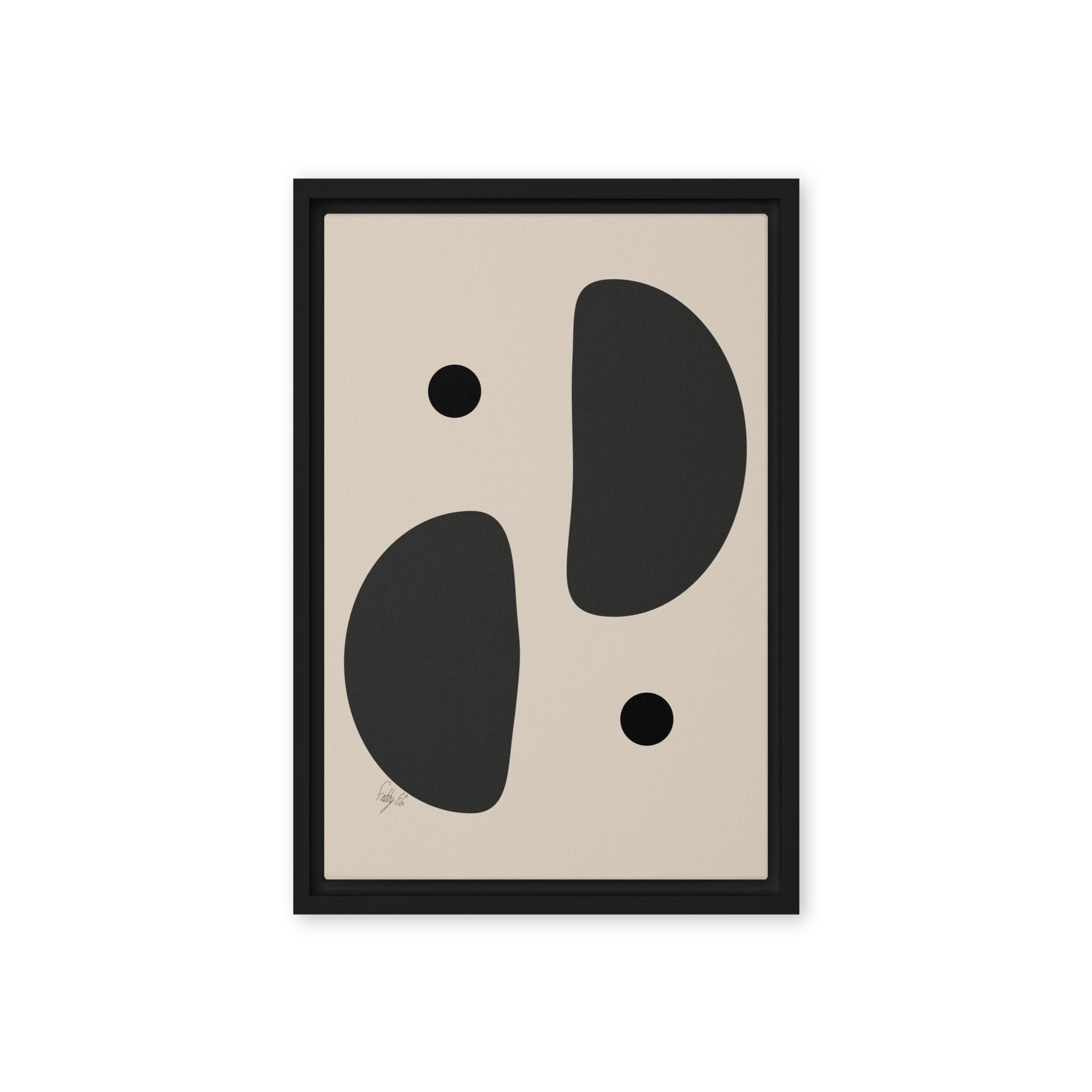 Mirror effect dots pale framed canvas