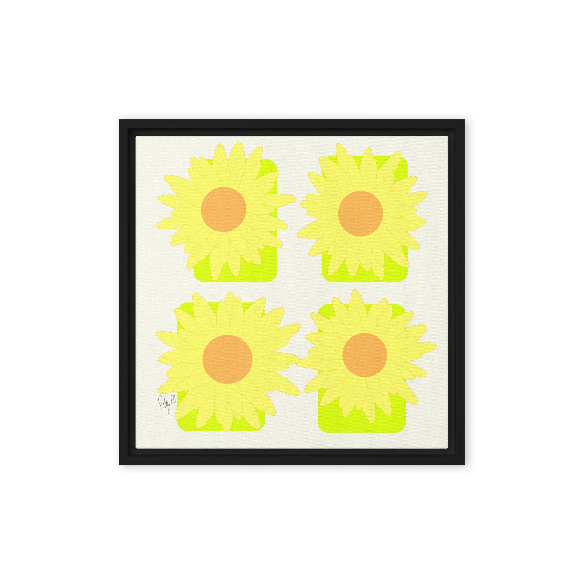 Sunflower squares framed canvas