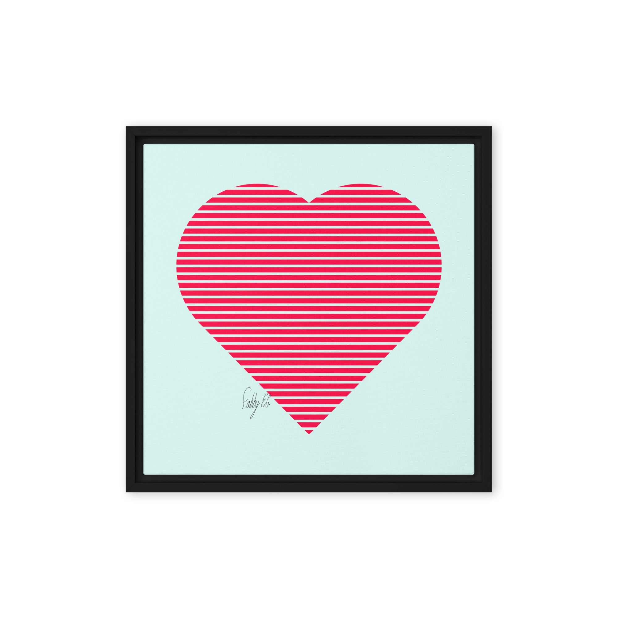 In love (passion heart stripes) framed canvas