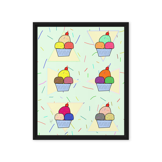 Ice cream time framed canvas