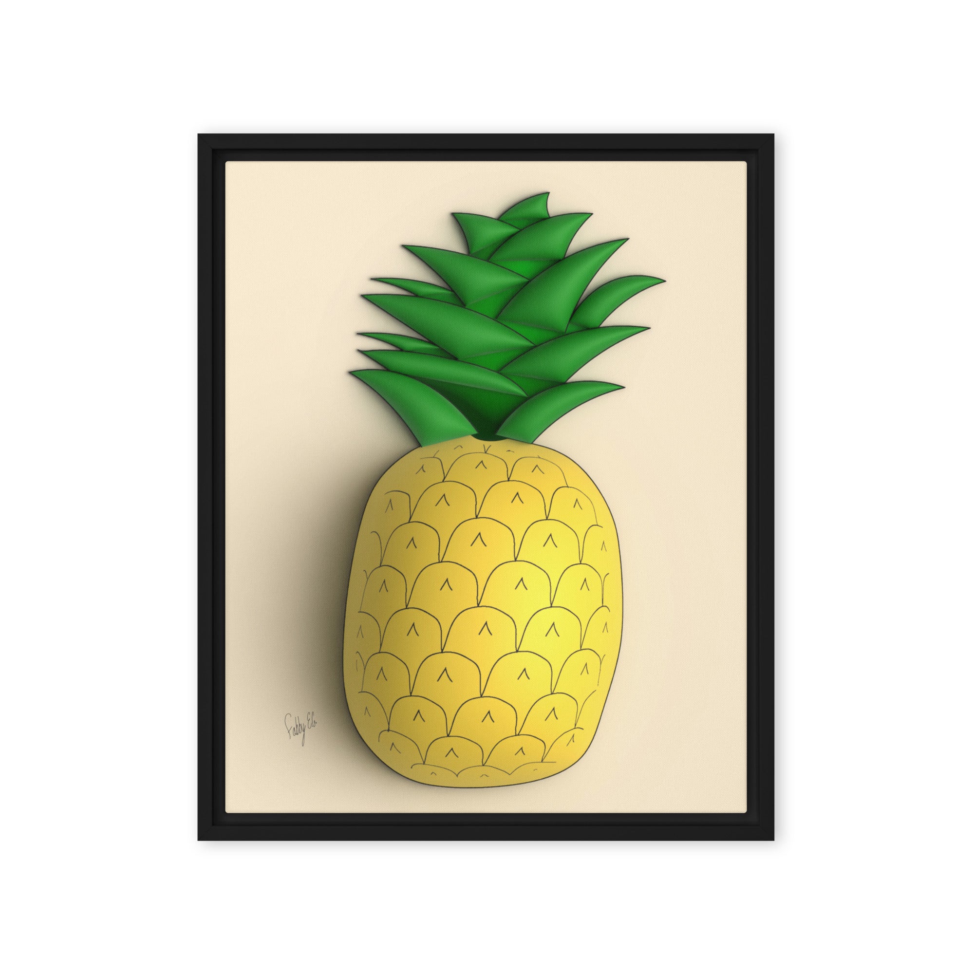 Pineapple 3D framed canvas