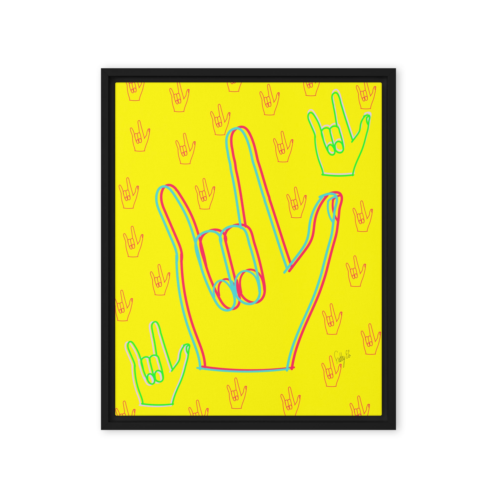 I love you sign language framed canvas