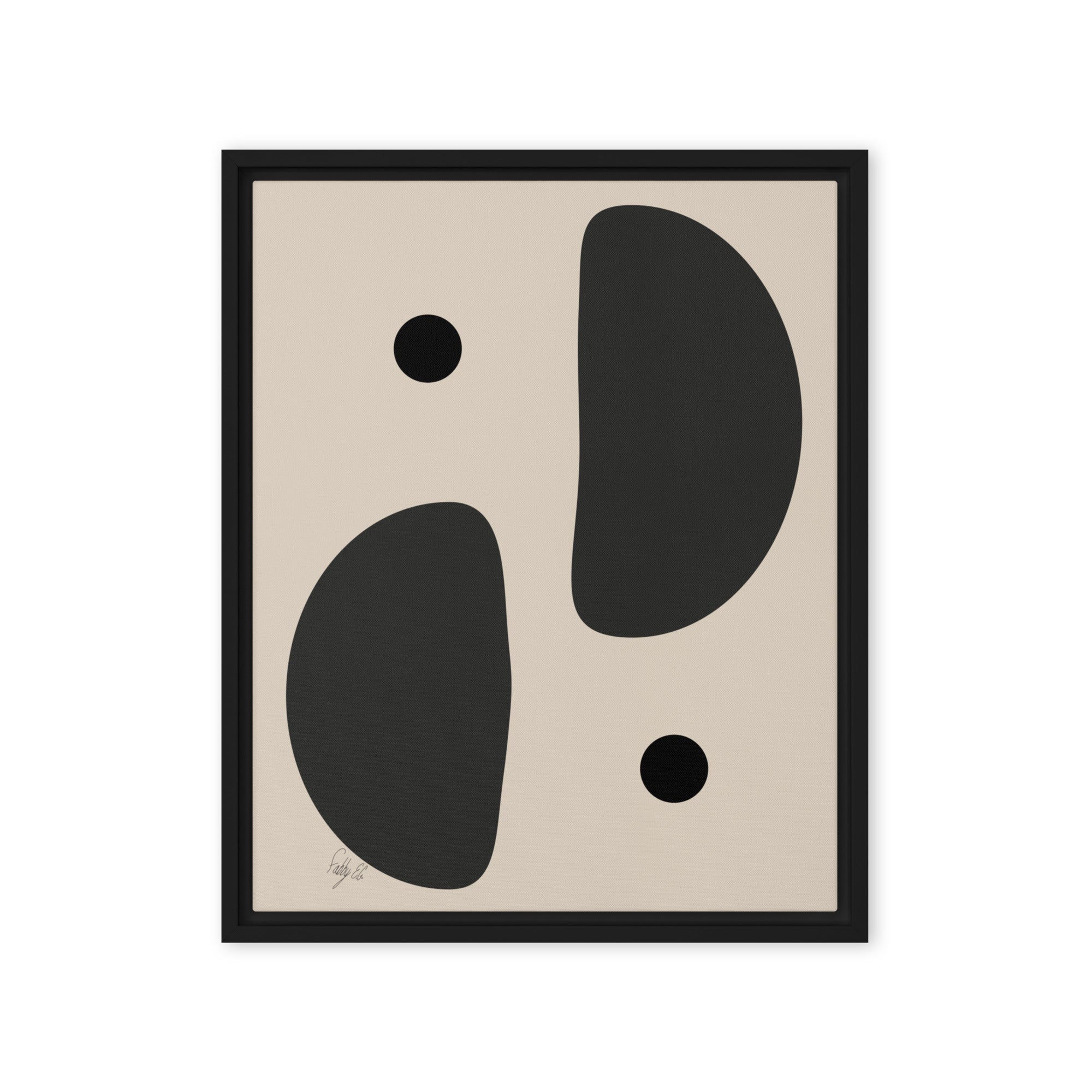 Mirror effect dots pale framed canvas