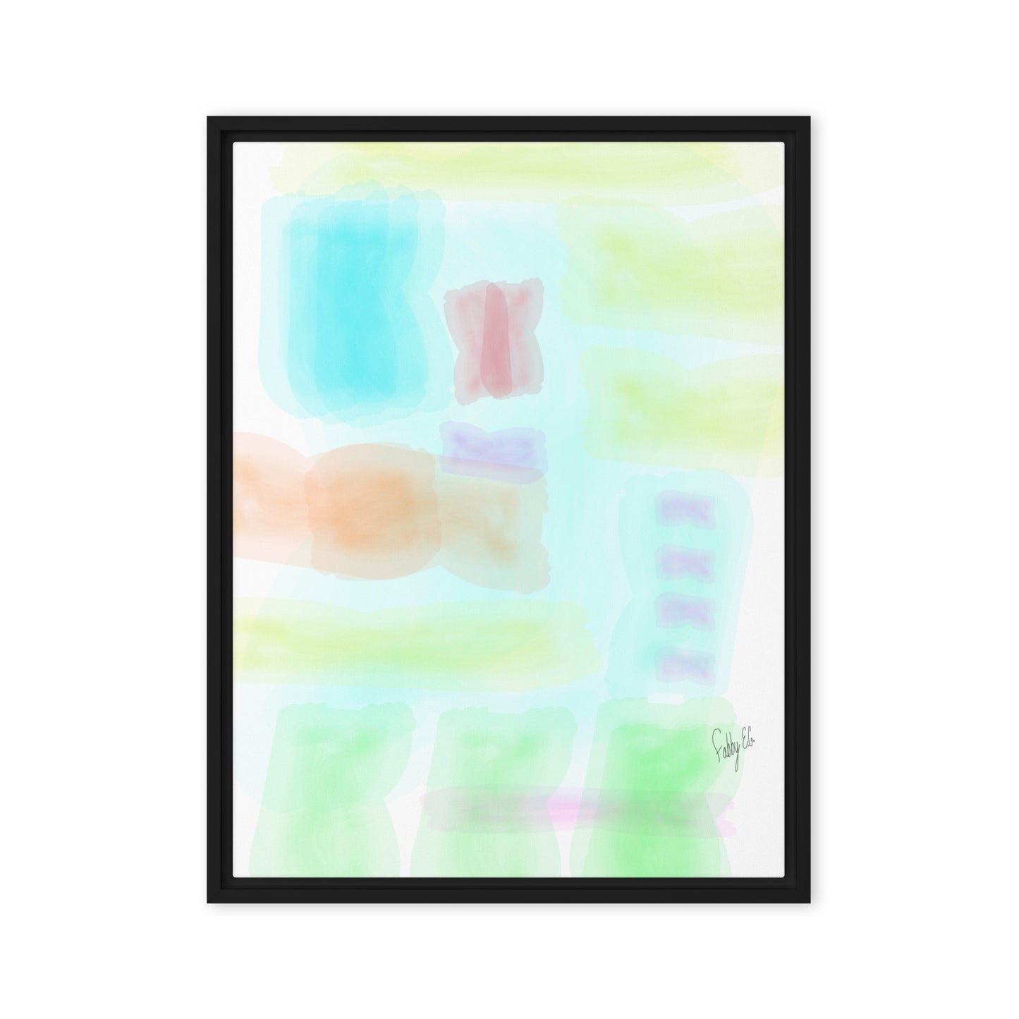 Watercolor abstract framed canvas