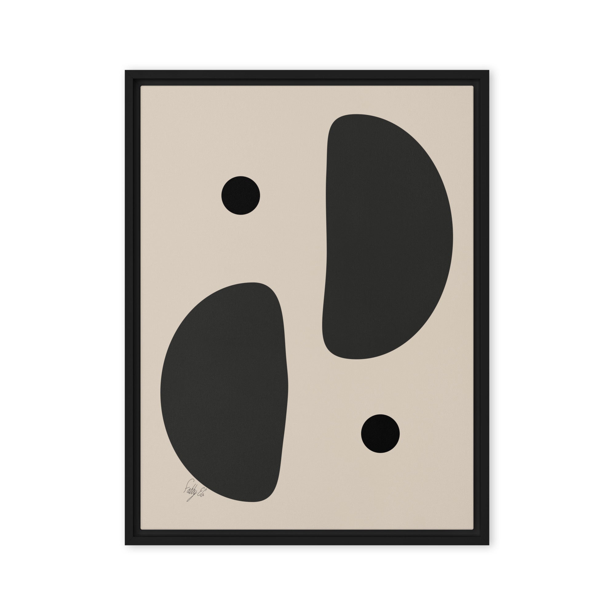 Mirror effect dots pale framed canvas