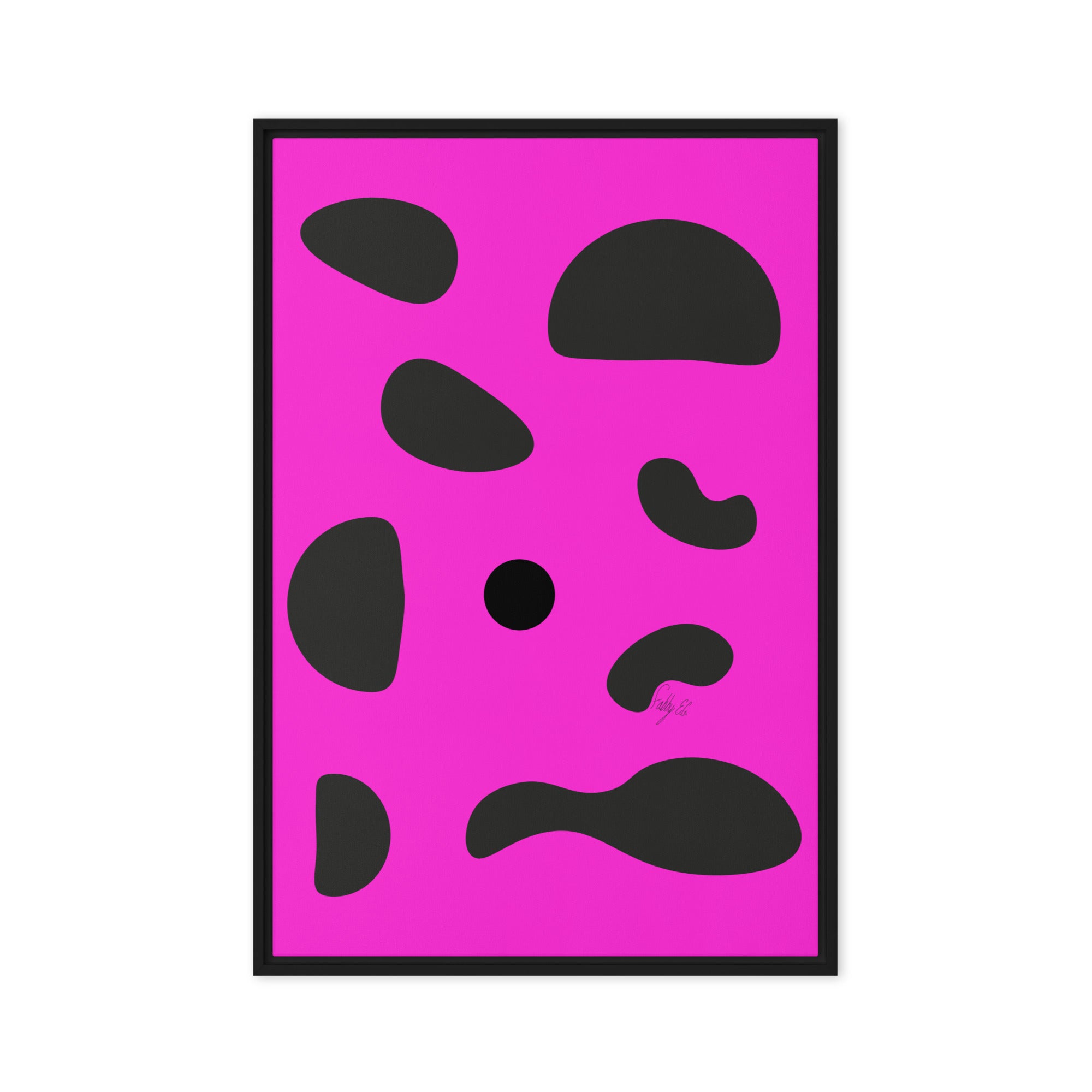 Dots pink framed canvas