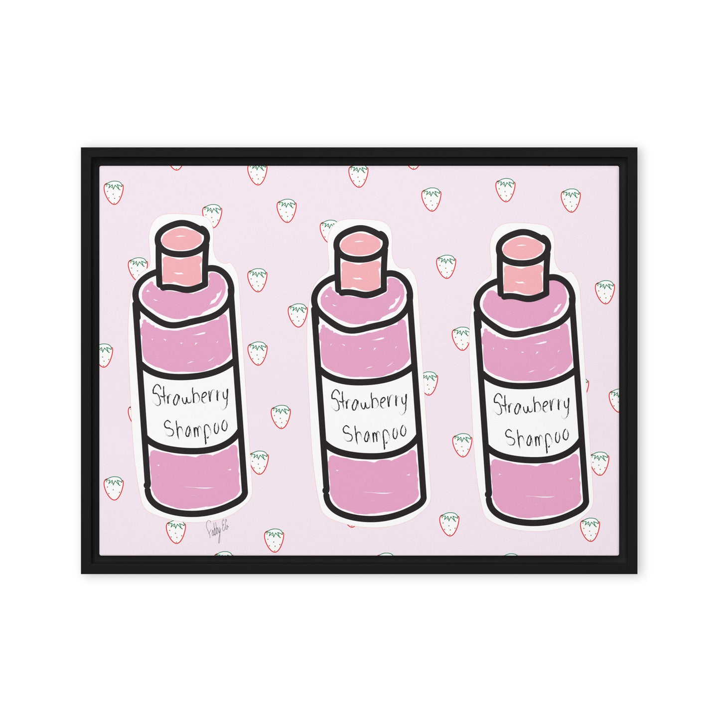 Strawberry shampoo framed canvas