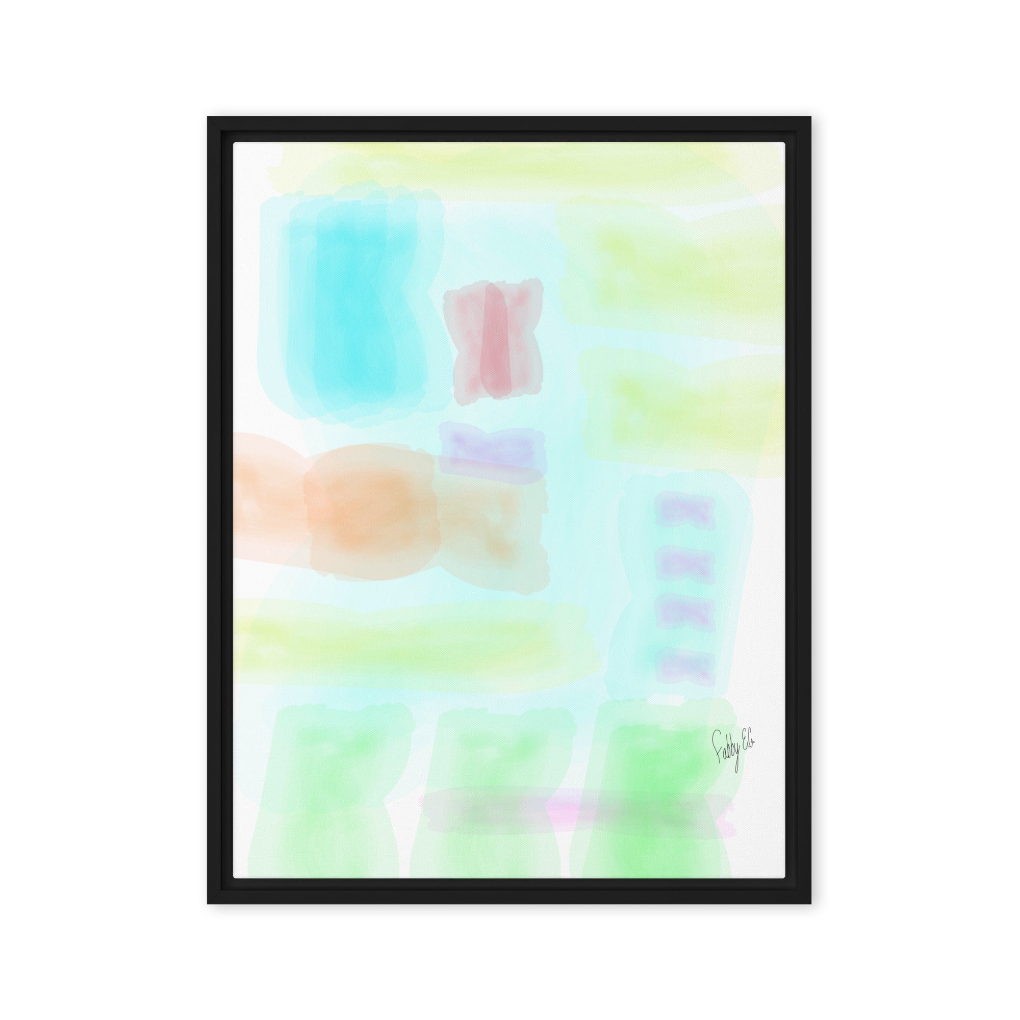 Watercolor abstract framed canvas
