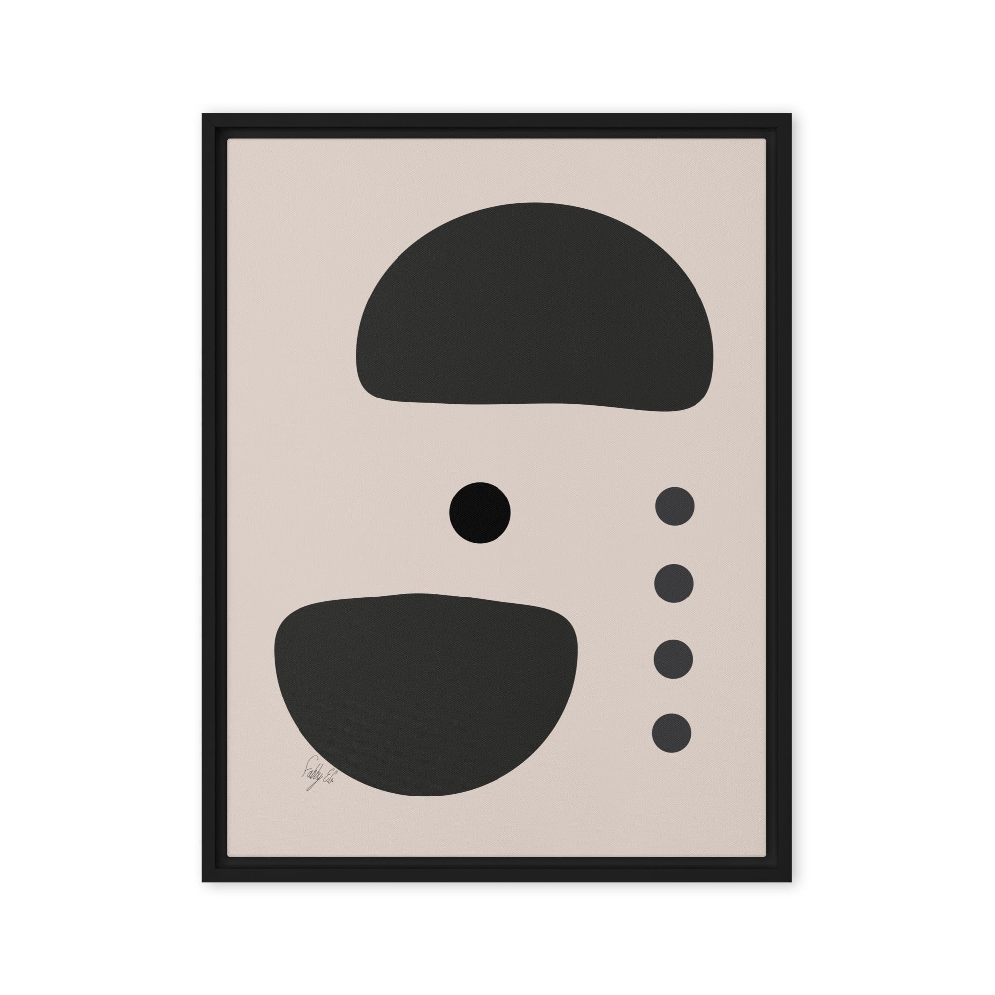 Dots taking sides Light pale framed canvas