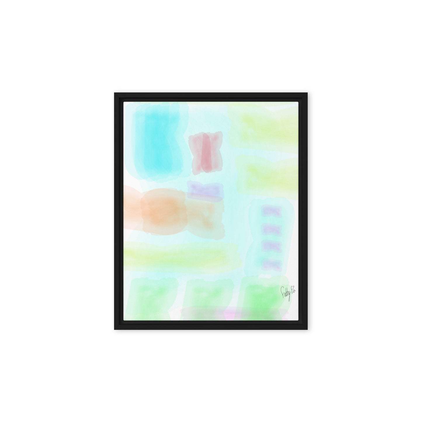 Watercolor abstract framed canvas