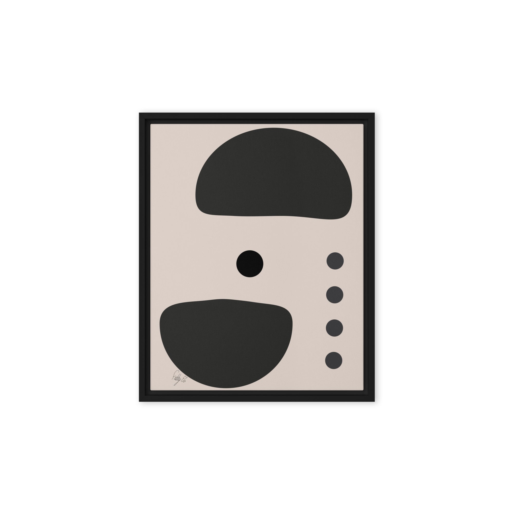 Dots taking sides Light pale framed canvas