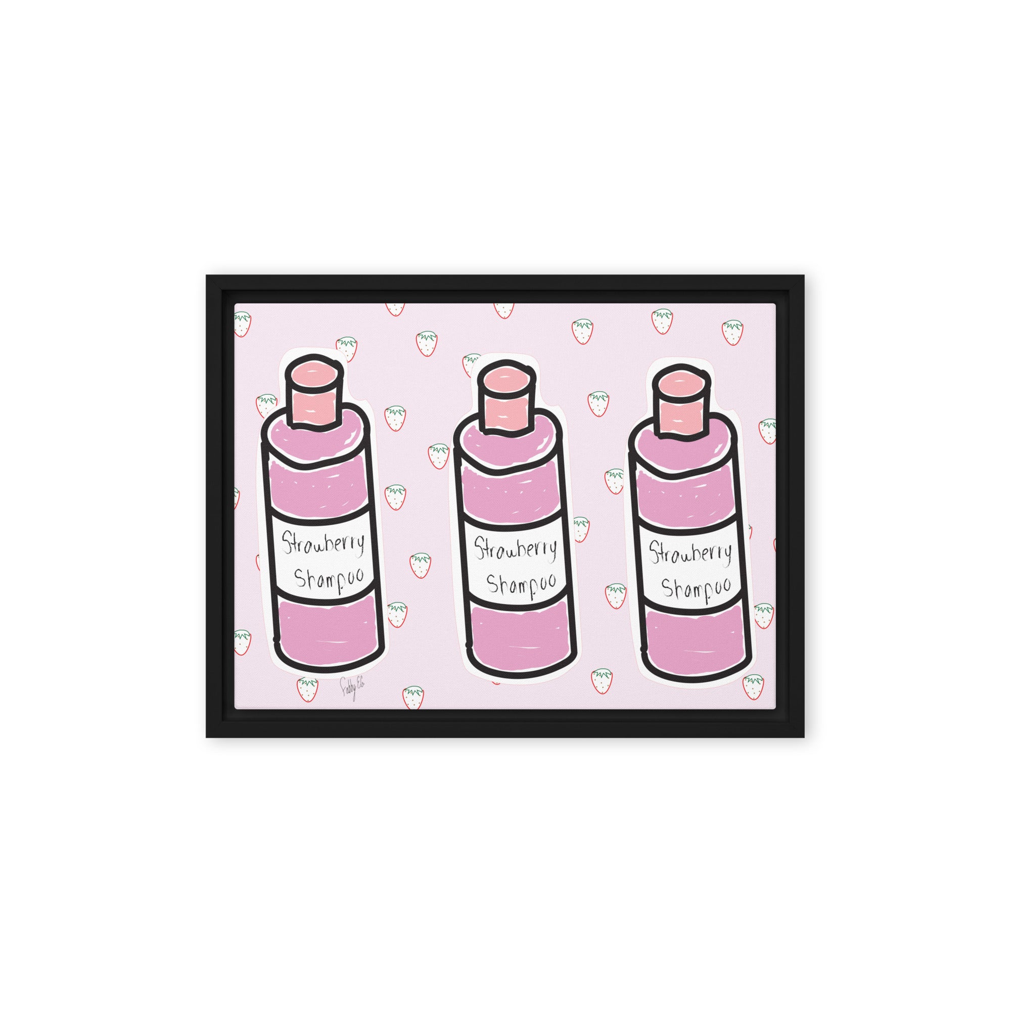 Strawberry shampoo framed canvas