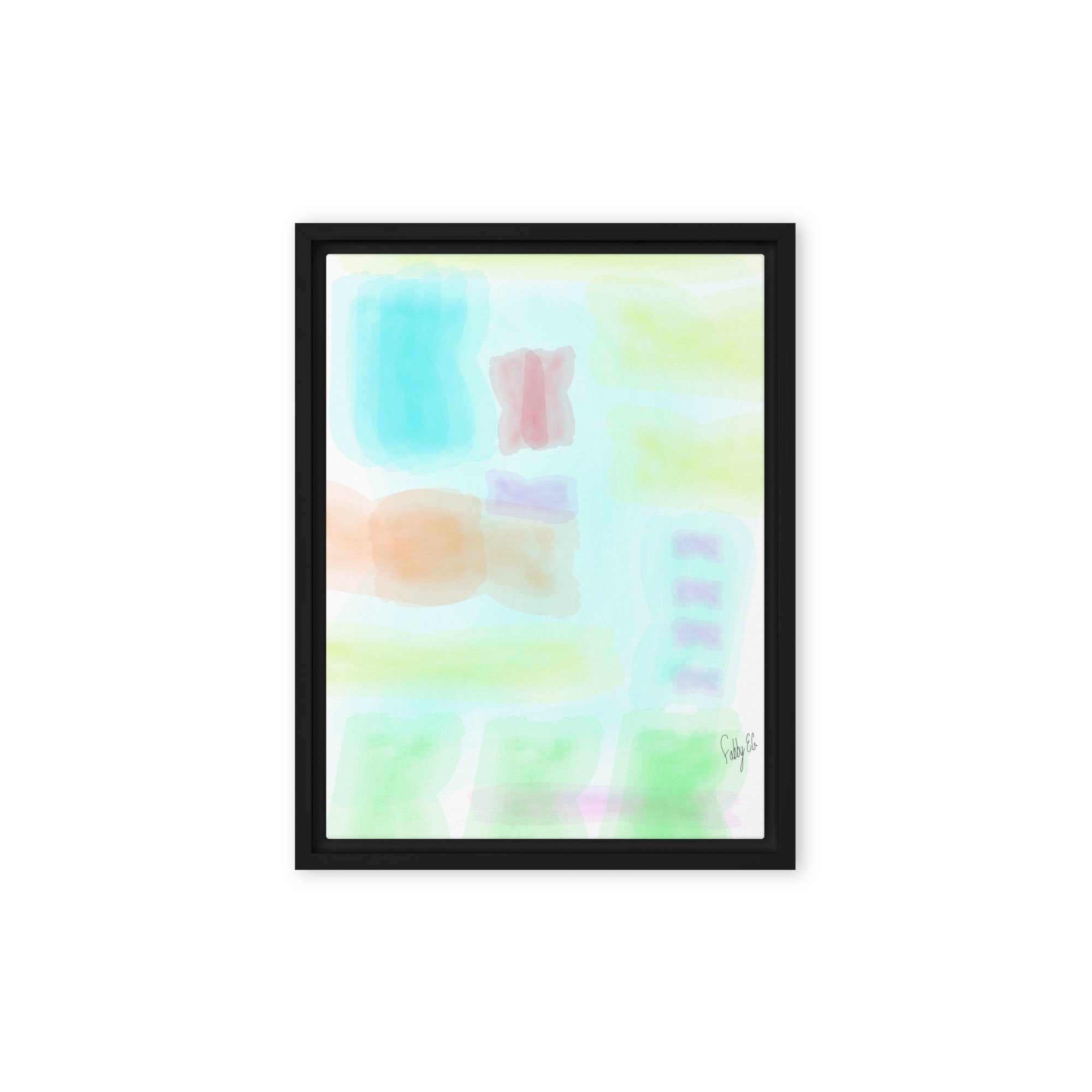 Watercolor abstract framed canvas