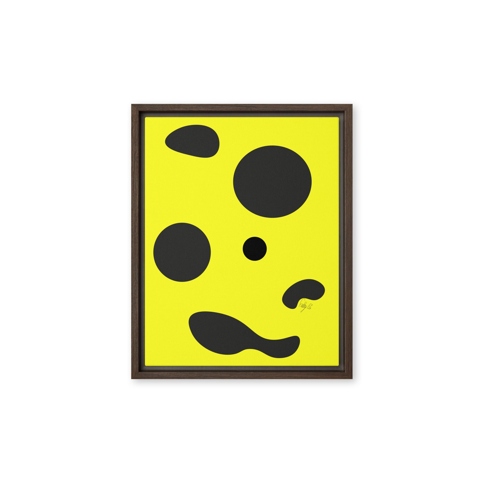 Dots yellow framed canvas