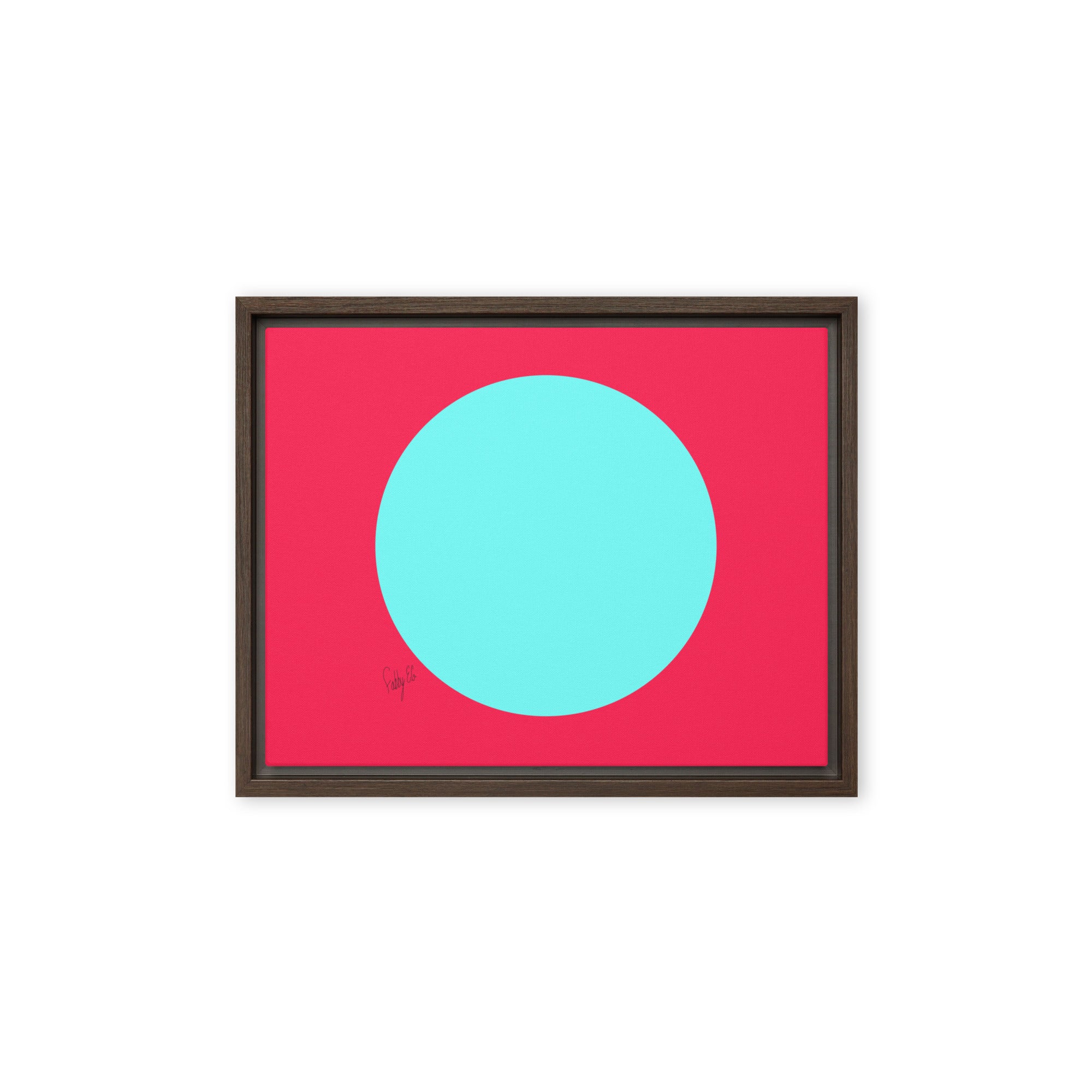 Circling around pink framed canvas