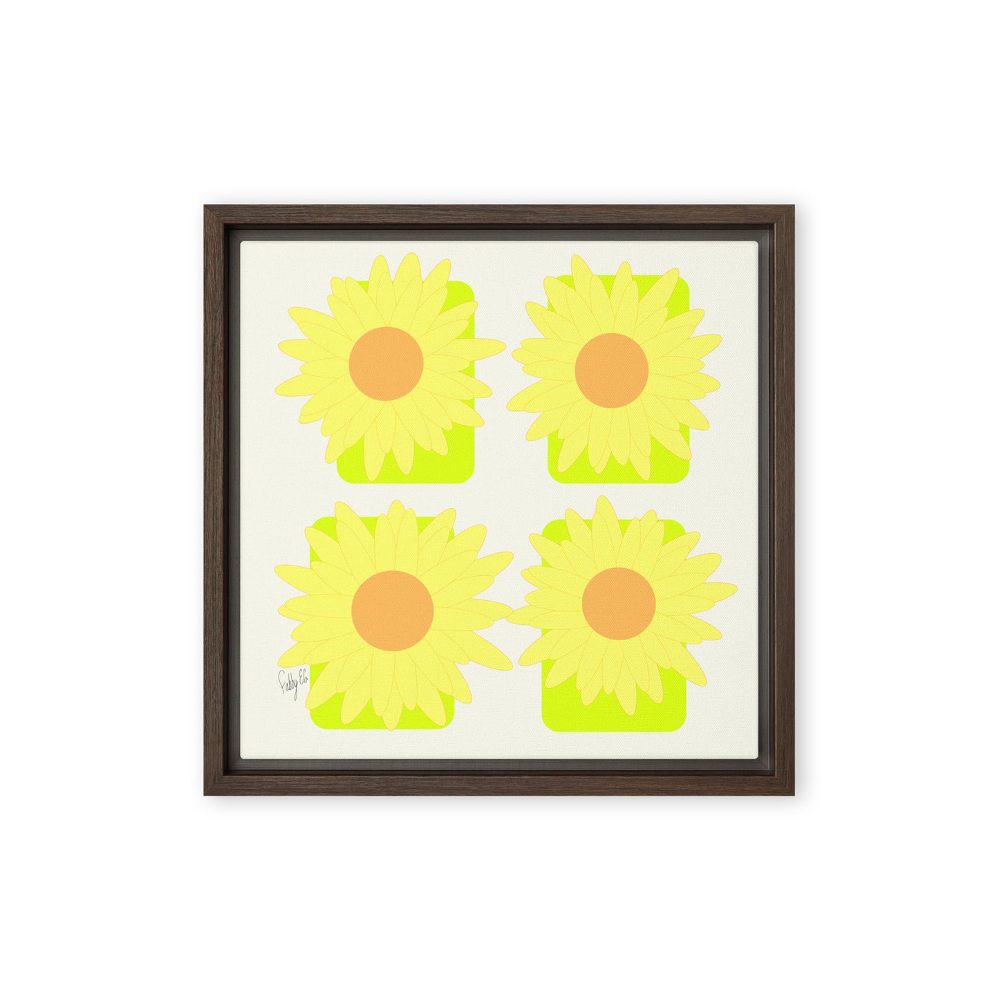 Sunflower squares framed canvas