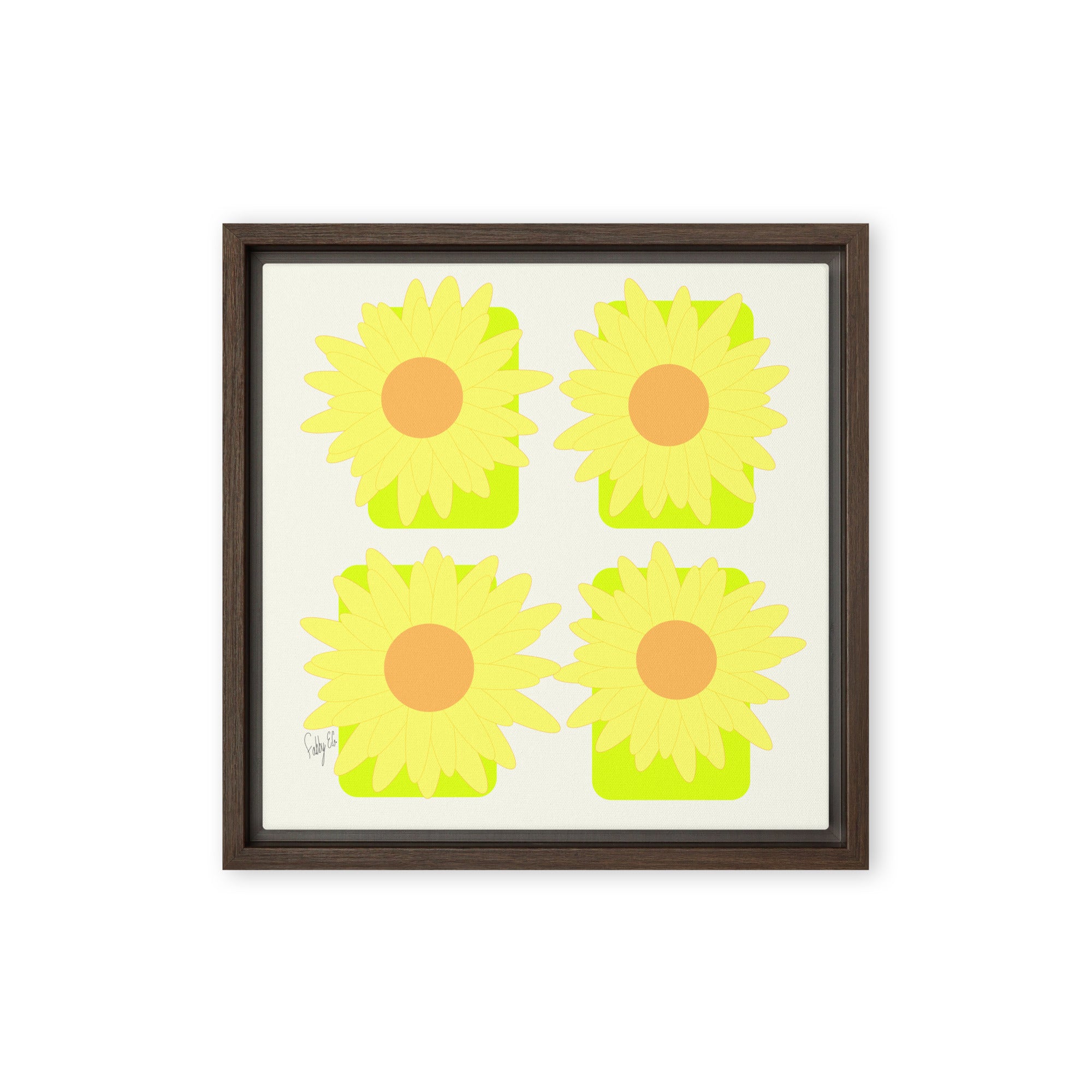 Sunflower squares framed canvas